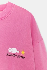AGUSTINA SHUAN PRINT WASHED EFFECT SWEATSHIRT