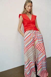 STRIPED WIDE-LEG PANTS