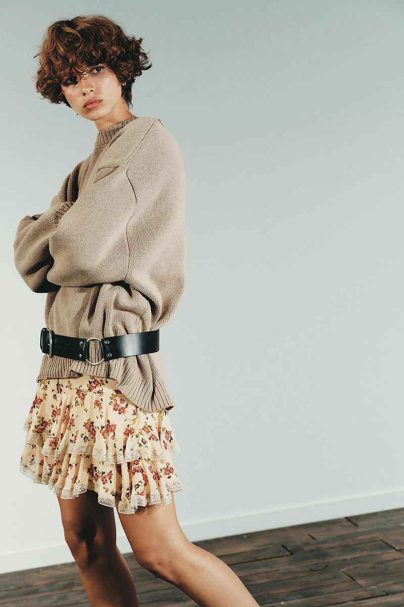 FLORAL RUFFLE MINI SKIRT