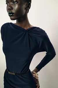 RUCHED DRESS WITH BELT