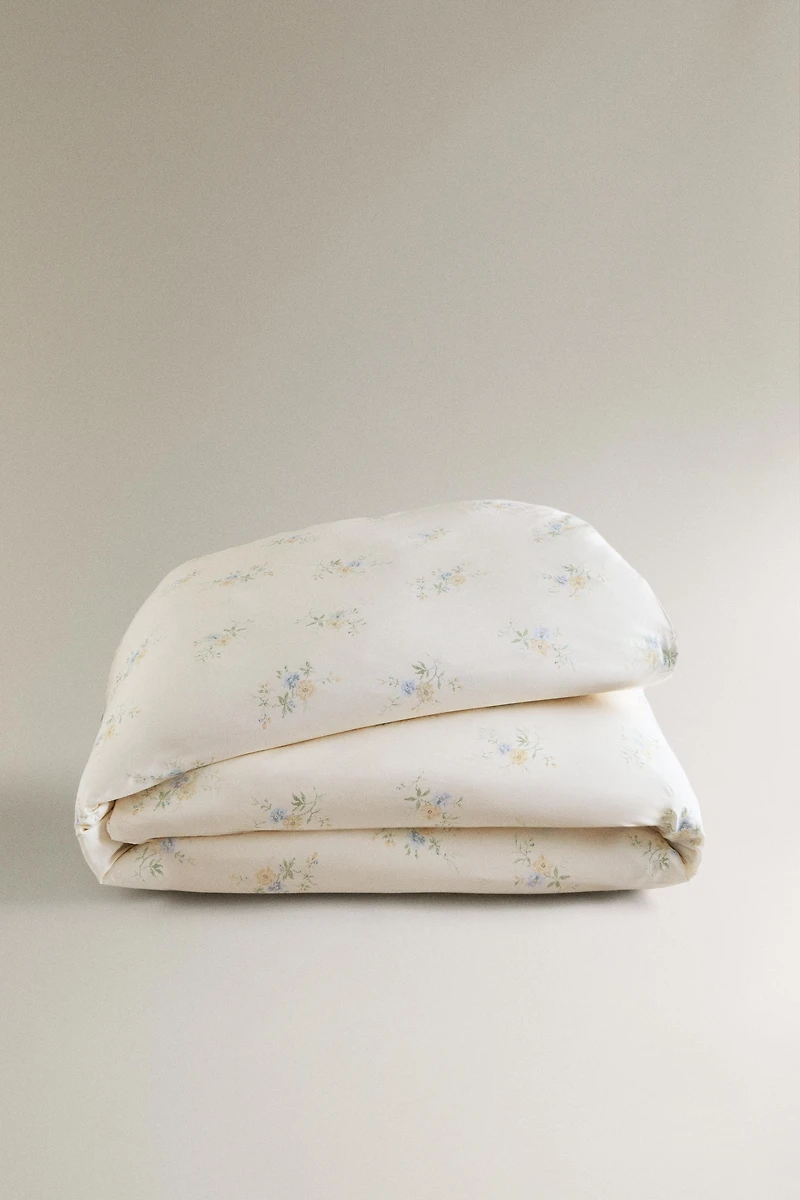 SATEEN DUVET COVER WITH FLORAL BOUQUETS