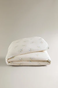 SATEEN DUVET COVER WITH FLORAL BOUQUETS