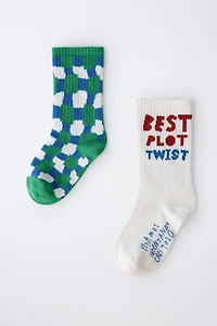 CLARA CEBRIAN © PRINT MID-CALF SOCKS - TWO PACK