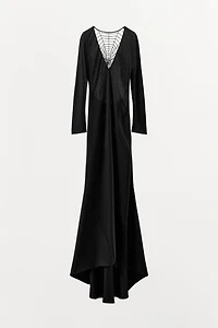 LIMITED EDITION SATIN EFFECT SPIDERWEB BACK DRESS