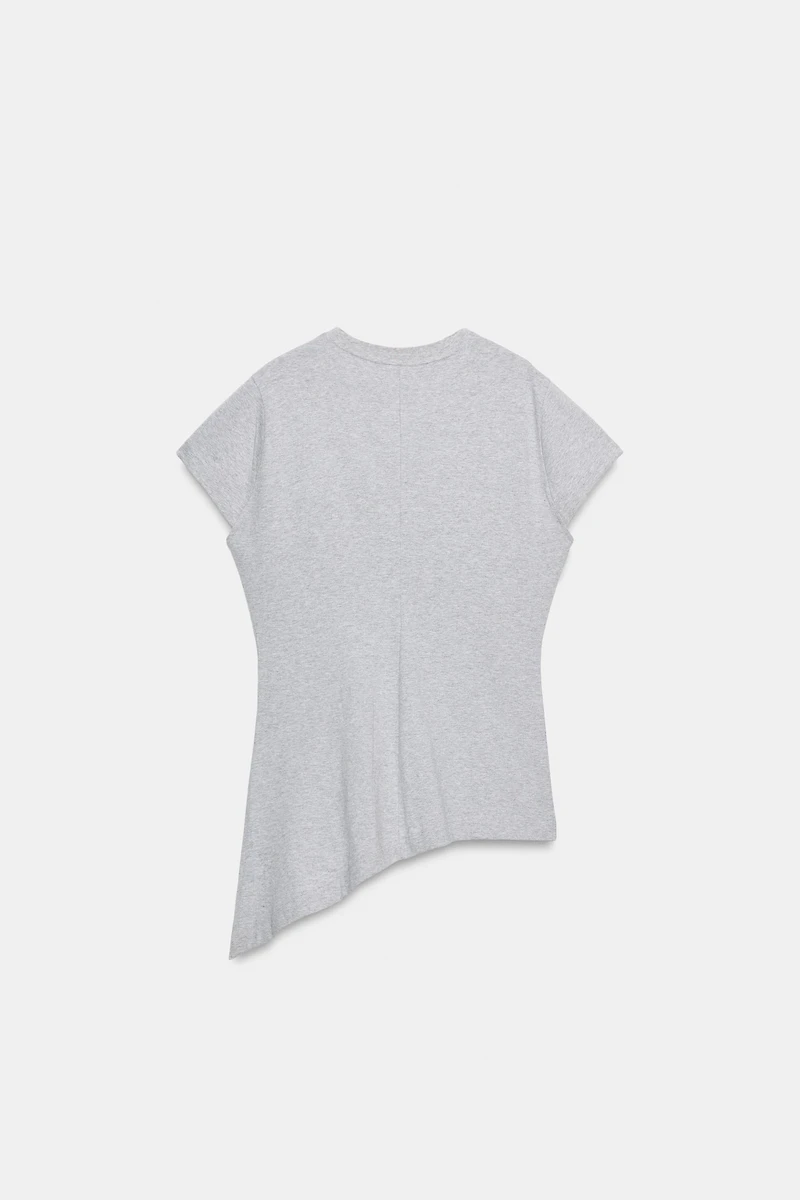 ASYMMETRIC PLEATED T-SHIRT