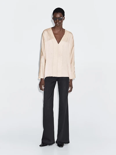 Satin V-neck blouse