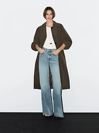 Water-repellent technical fabric trench coat with button detail
