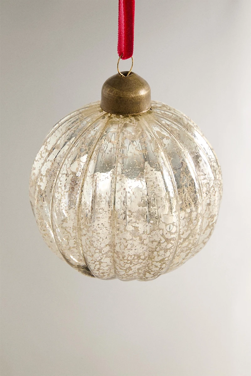 MERCURIZED STRIPED CHRISTMAS TREE BALL ORNAMENT