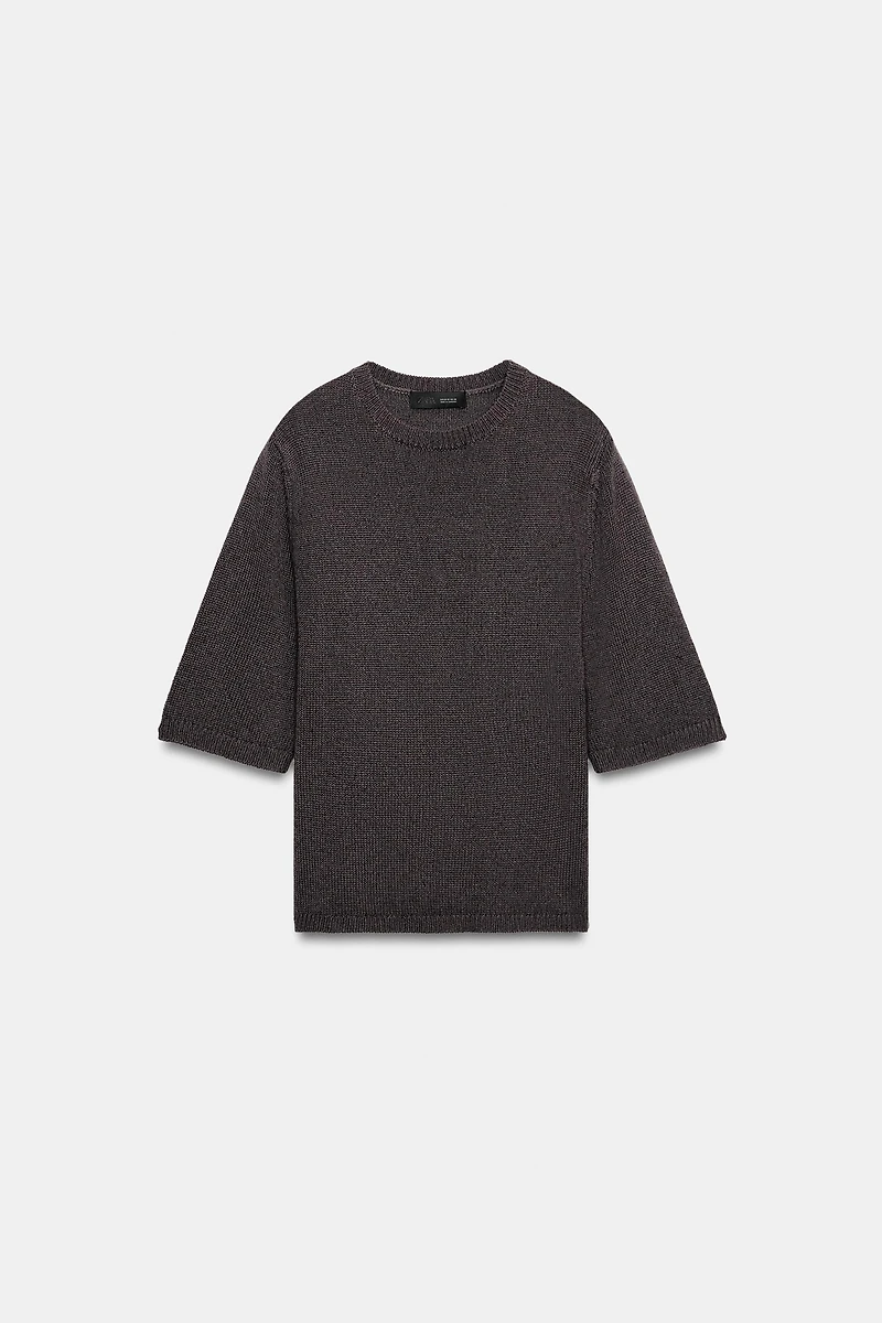 SHORT SLEEVE KNIT SWEATER