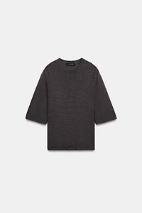 SHORT SLEEVE KNIT SWEATER