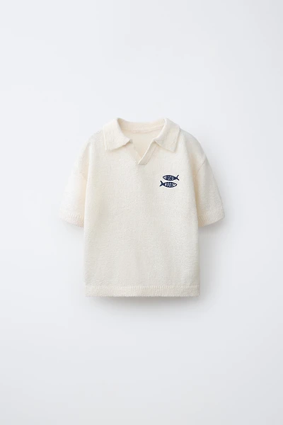 EMBROIDERED FISH POLO SHIRT