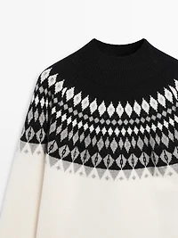 Pull en maille jacquard de laine mélangée
