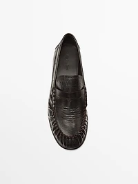 Embossed leather loafers