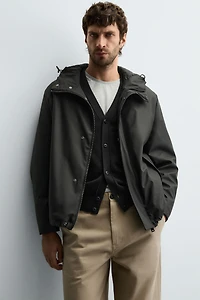 RUBBERIZED EFFECT PARKA WITH HOODIE