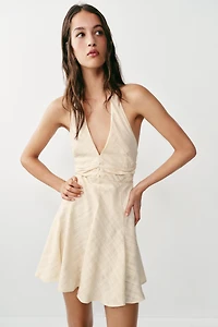 RUSTIC HALTER NECK MINI DRESS