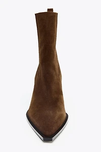 SPLIT LEATHER COWBOY ANKLE BOOTS