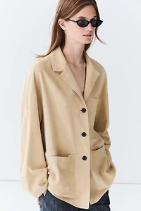 Blazer à poches en cuir velours