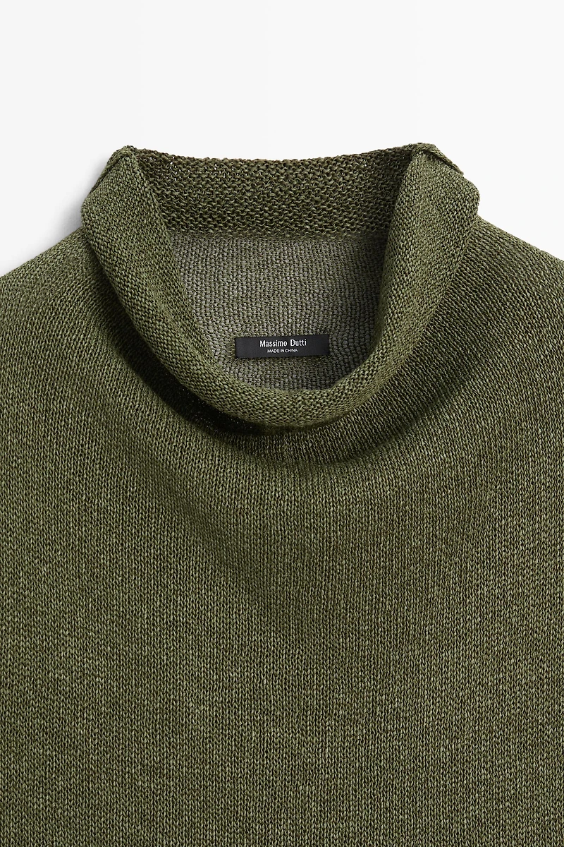 Draped high neck knit top