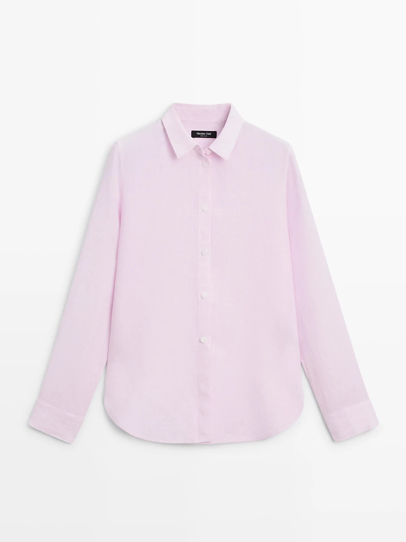 Flowing pinstriped 100% linen shirt