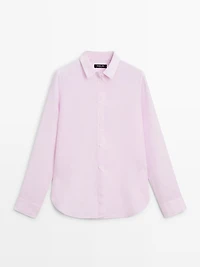 Flowing pinstriped 100% linen shirt