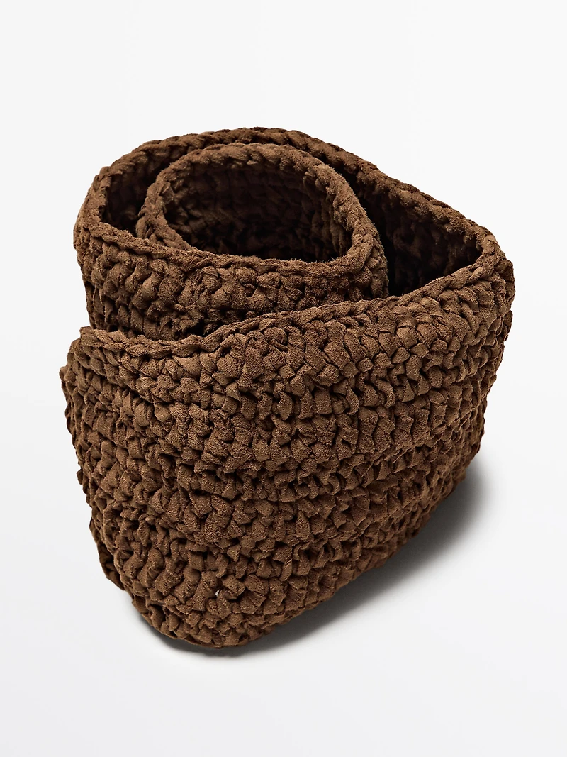 Plaited split suede leather sash belt