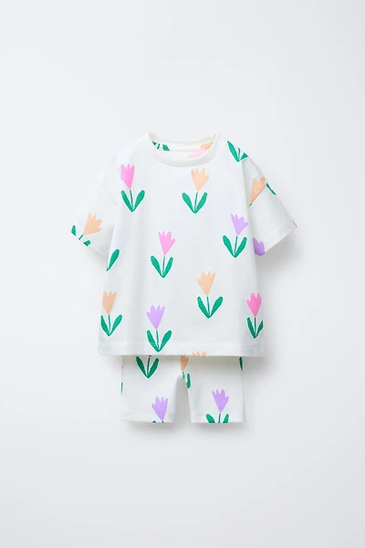 PRINTED JOGGING T-SHIRT AND CYCLING LEGGINGS SET