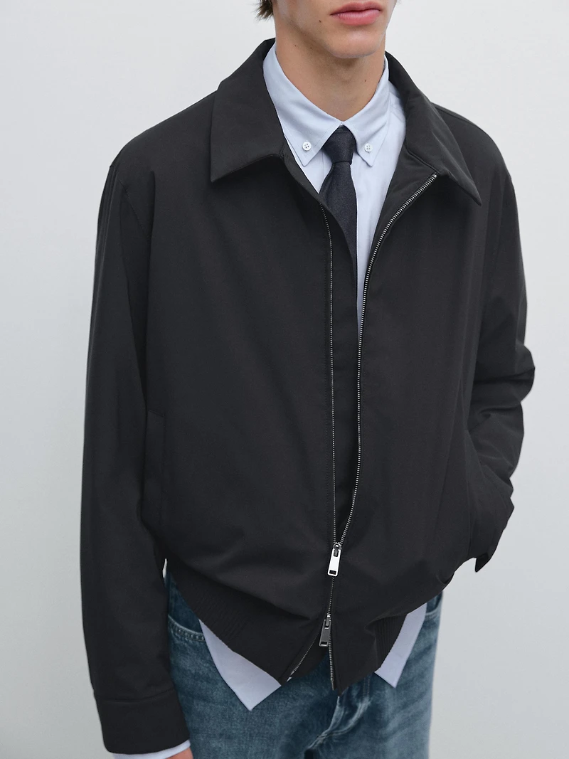 Water-repellent bomber jacket with hem detail