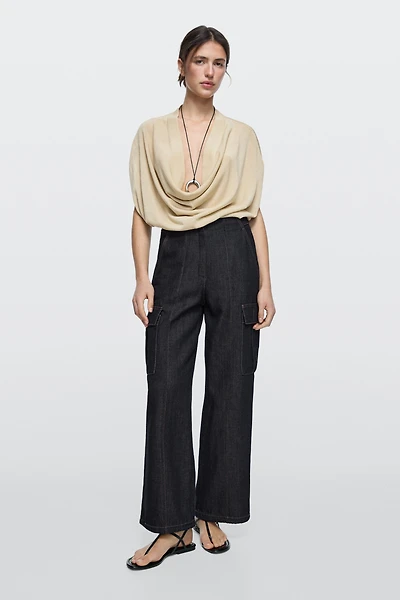 Linen blend cargo jeans