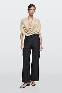 Linen blend cargo jeans