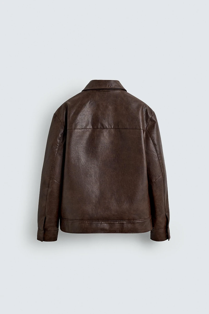 FAUX LEATHER OVERSHIRT