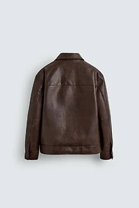 FAUX LEATHER OVERSHIRT