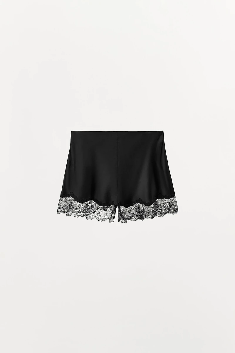 SATIN LACE SHORTS