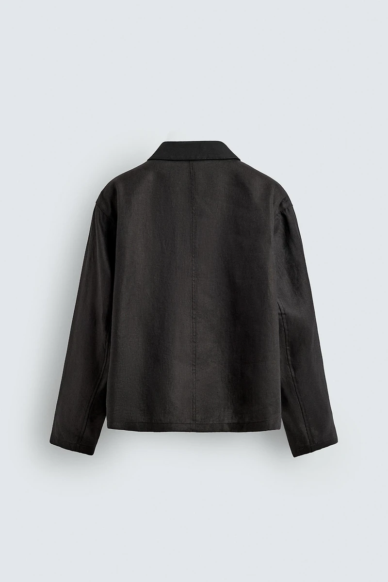 RELAXED FIT LINEN BLEND COTTON OVERSHIRT