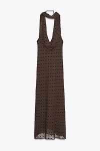 ROBE LONGUE À POIS ET FOULARD