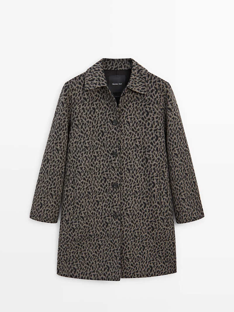 Manteau laine à imprimé animal