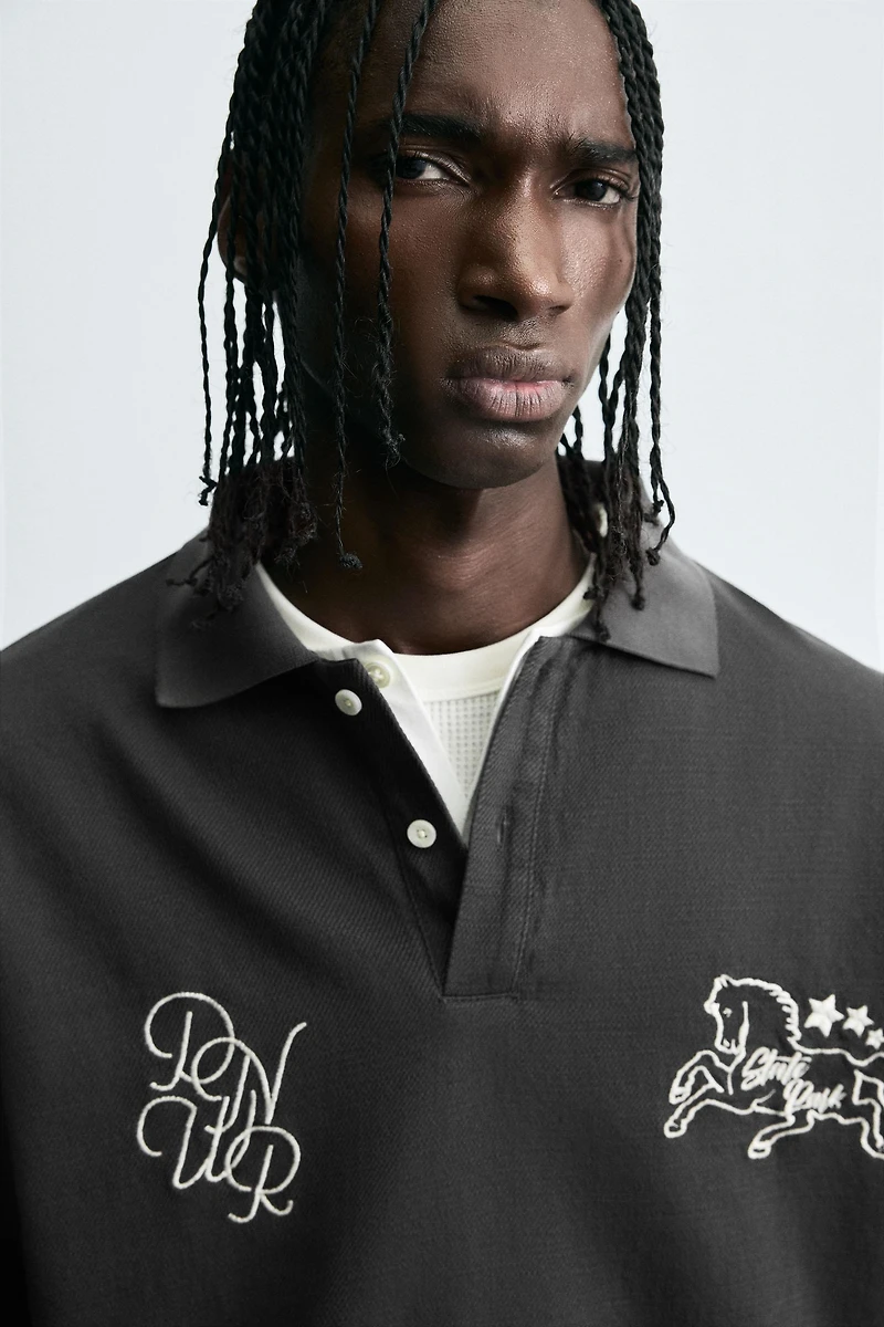 EMBROIDERED BOXY FIT POLO