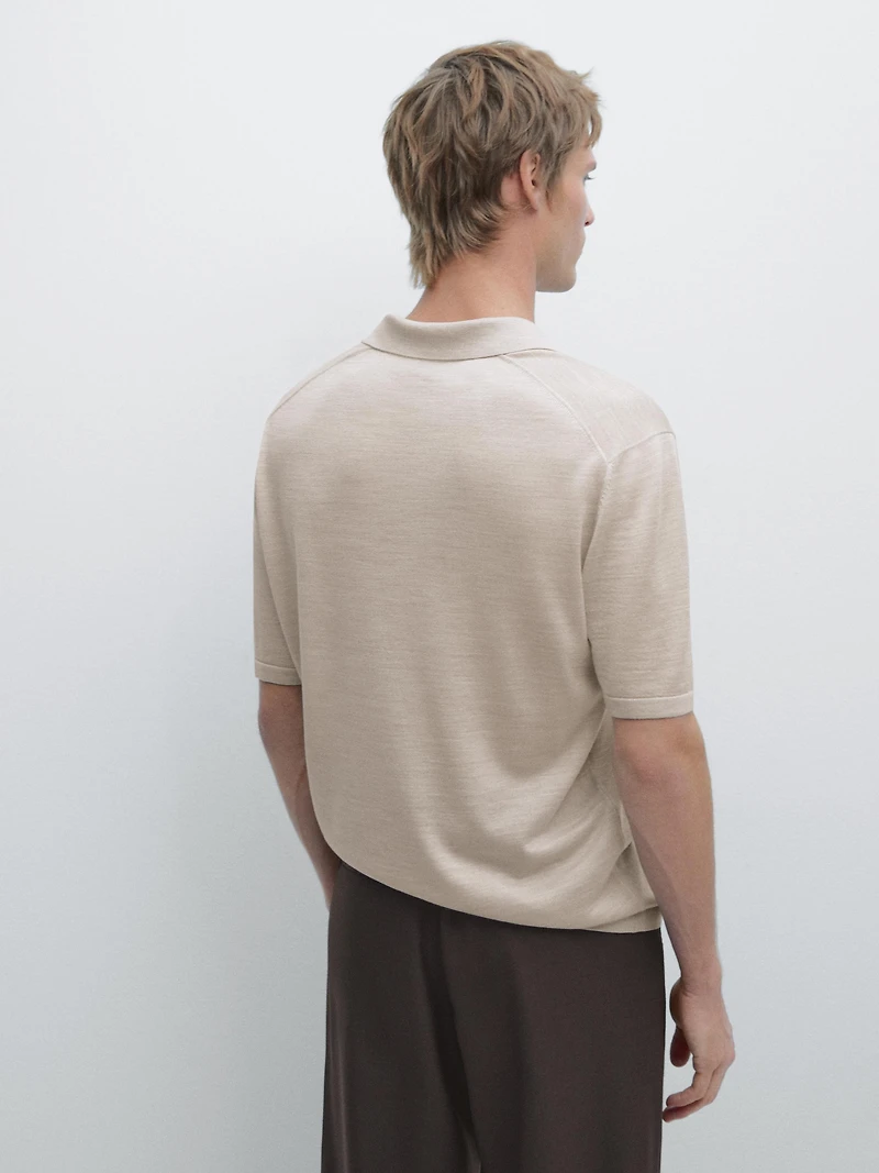 Knit V-neck polo shirt