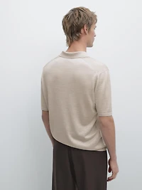 Knit V-neck polo shirt