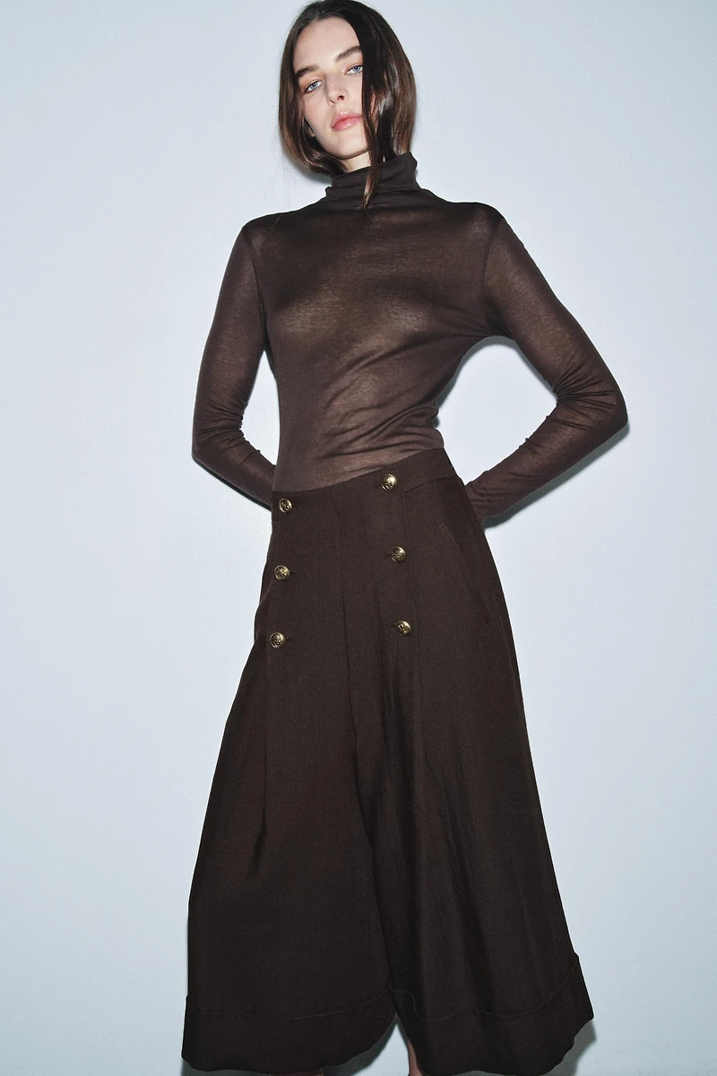 100% WOOL BUTTONED BERMUDA SHORTS ZW COLLECTION