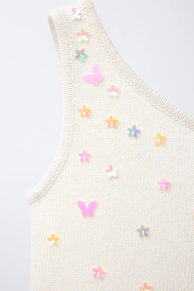 ASYMMETRIC BEADED KNIT TOP