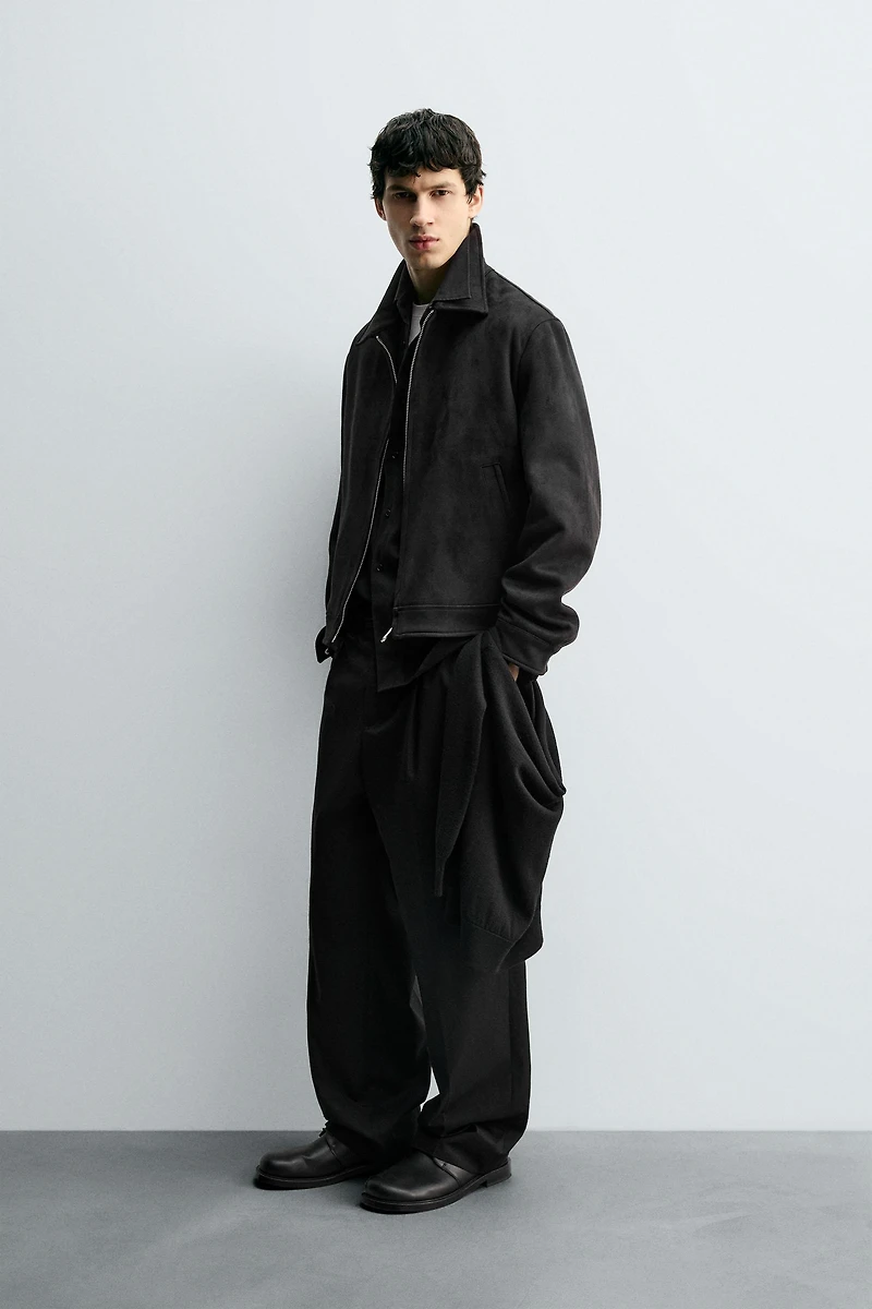 REGULAR FIT FAUX SUEDE JACKET