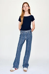 BOOTCUT JEANS WITH STAR PATCHES