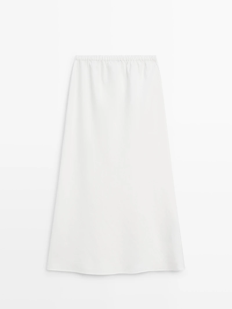 100% linen midi skirt with elasticated waistband