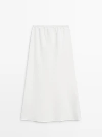 100% linen midi skirt with elasticated waistband