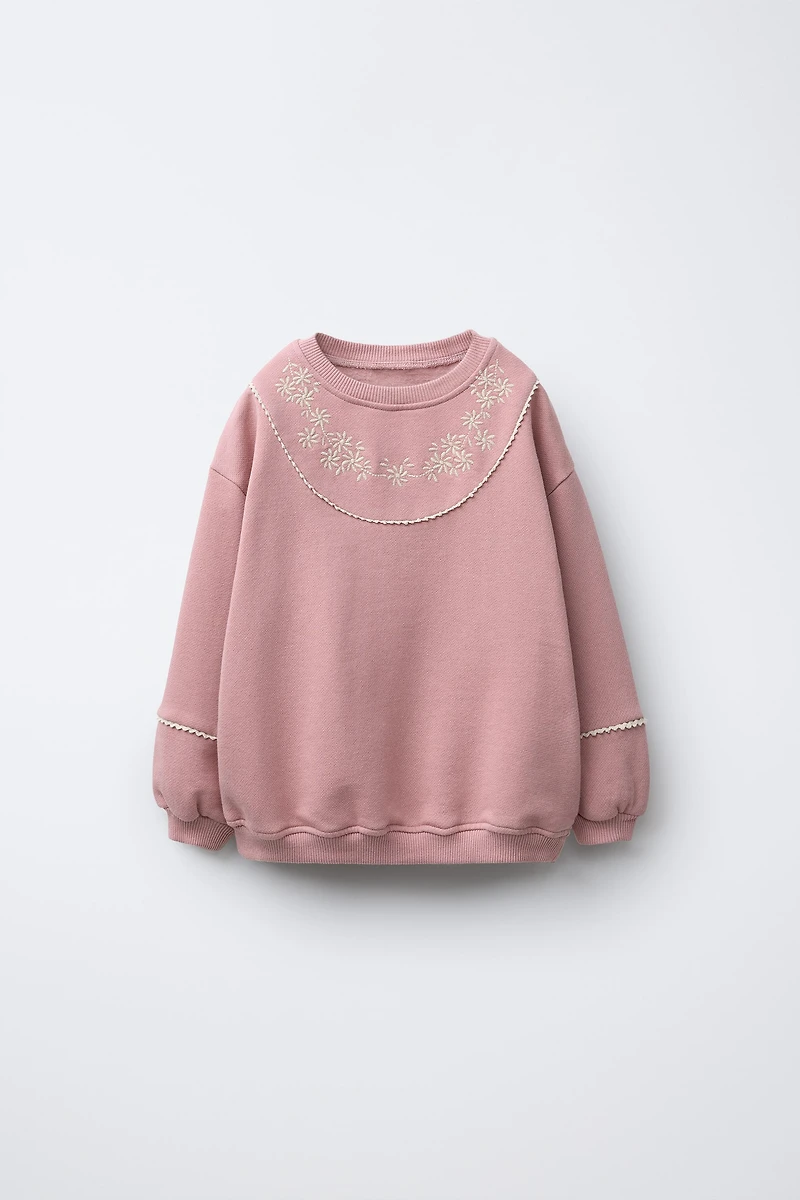 FLORAL EMBROIDERY SWEATSHIRT