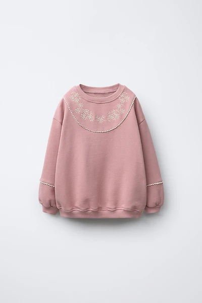 FLORAL EMBROIDERY SWEATSHIRT