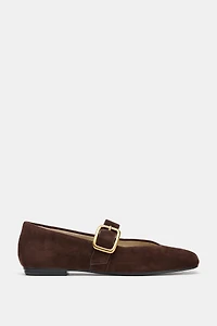 SUEDE BUCKLE BALLET FLATS