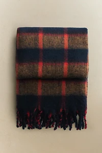 SOFT CHECK BLANKET WITH FRINGING