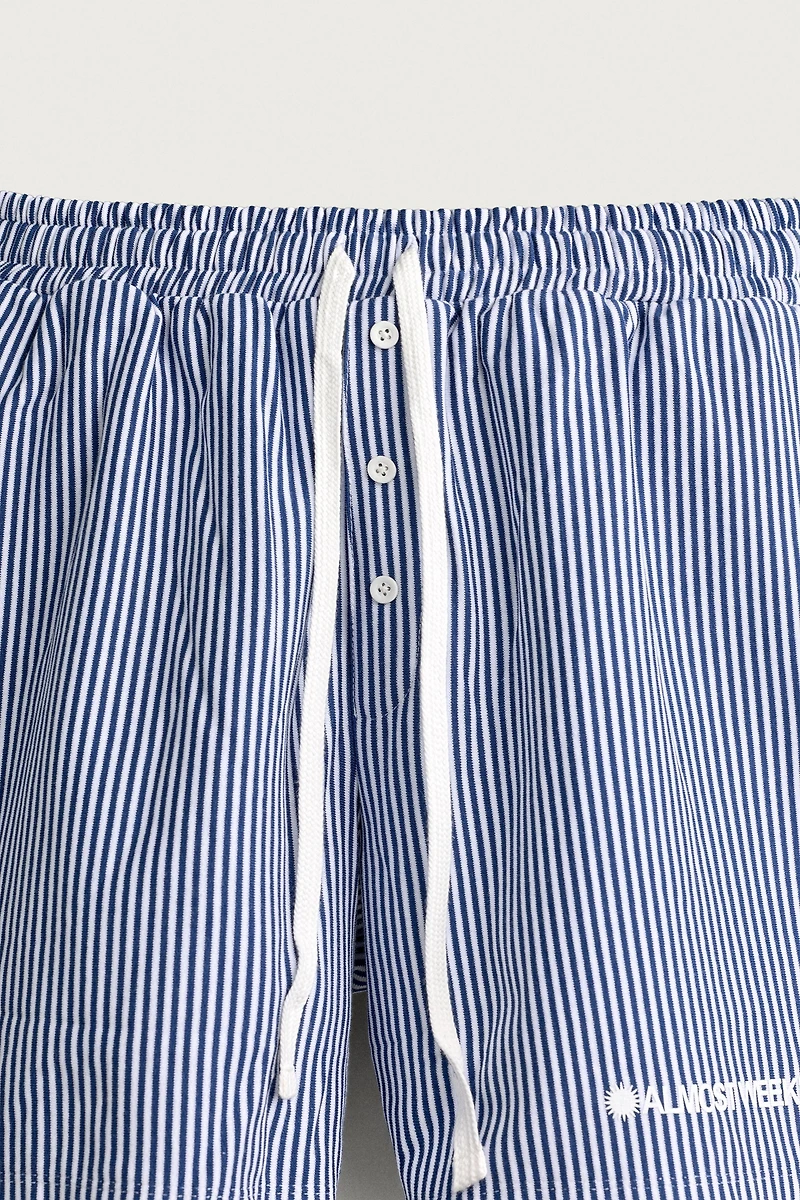 RELAXED FIT STRIPED PATCH BERMUDA SHORTS