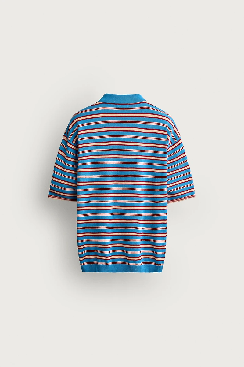 STRIPED JACQUARD KNIT POLO